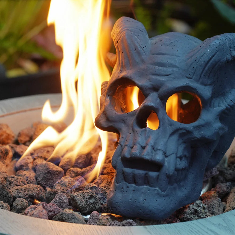 Refractory Fireproof Imitated Human Skull Gas Log for Wood Fireplace Firepit Campfire