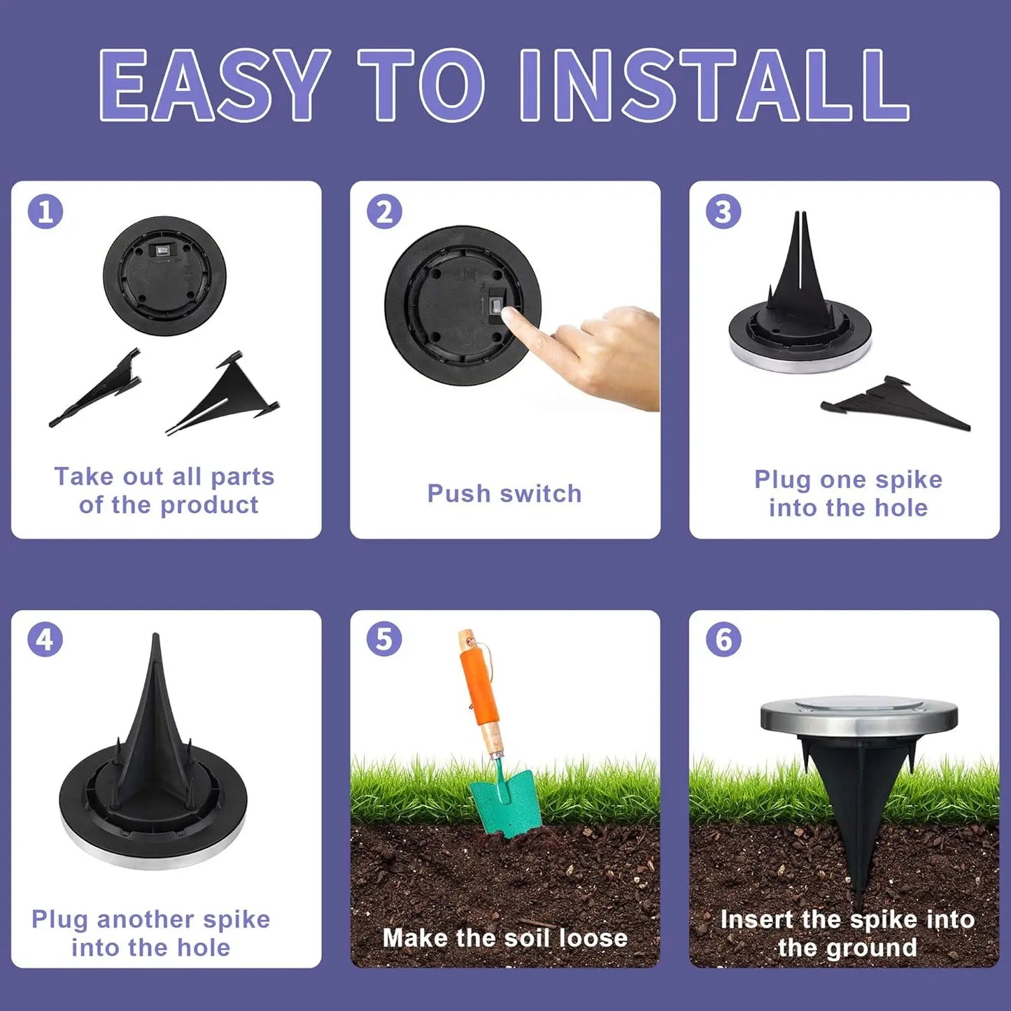 Solar Landscape Lights 8 LED Cool Warm Outdoor Garden