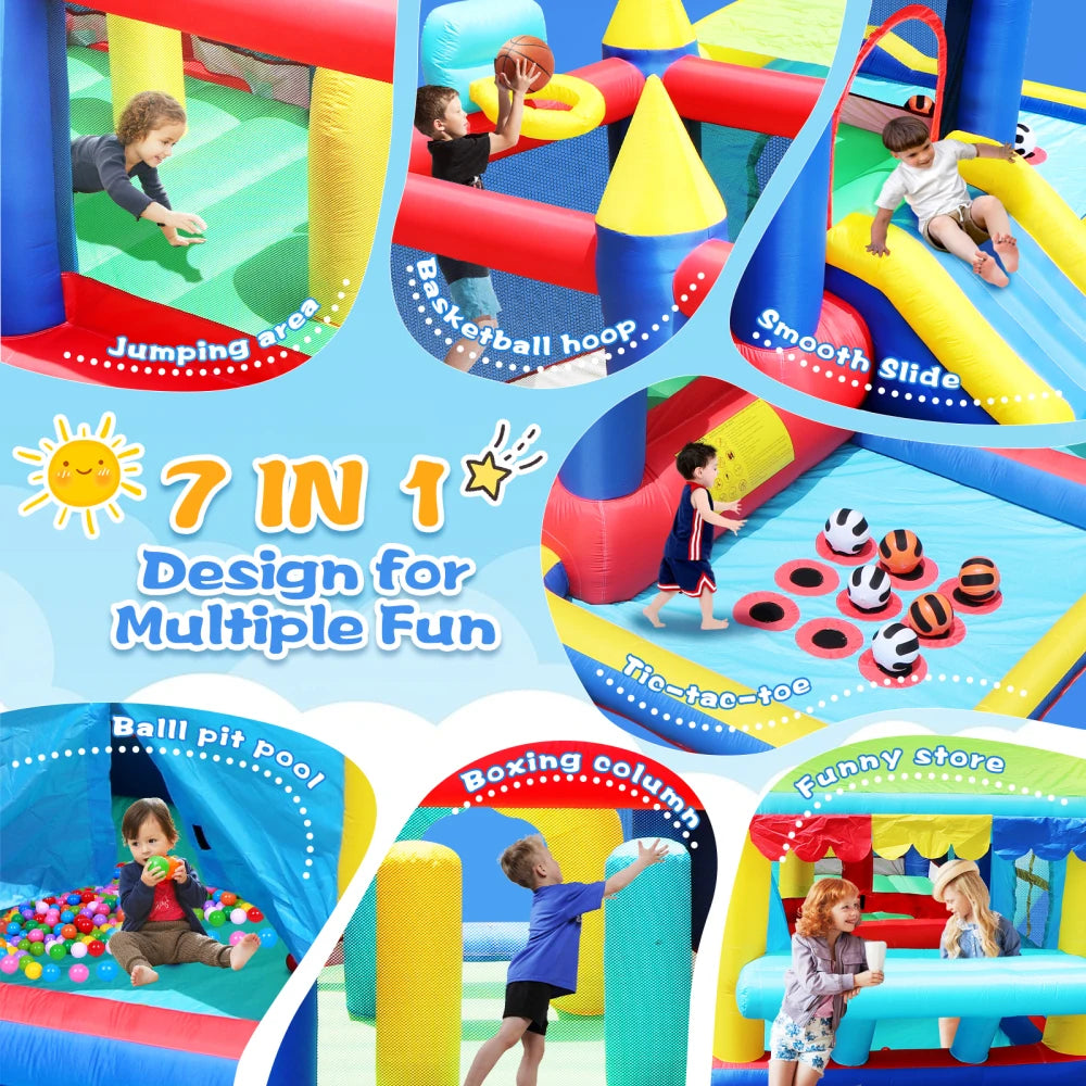 Christmas Jump N Slide Inflatable Bouncer for Kids Complete Setup with Blower 80 Inch X 91 Inch Play Area 55 Inch Tall Inflatable Bounce House