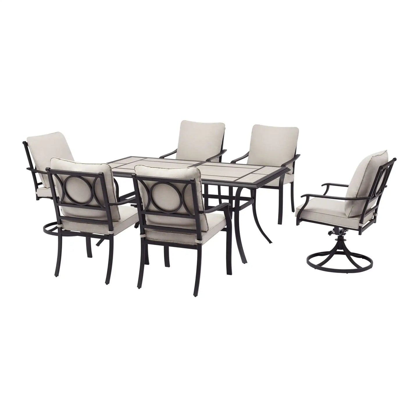 Newport Outdoor Ceramic Tile Dining Table Umbrella Hole
