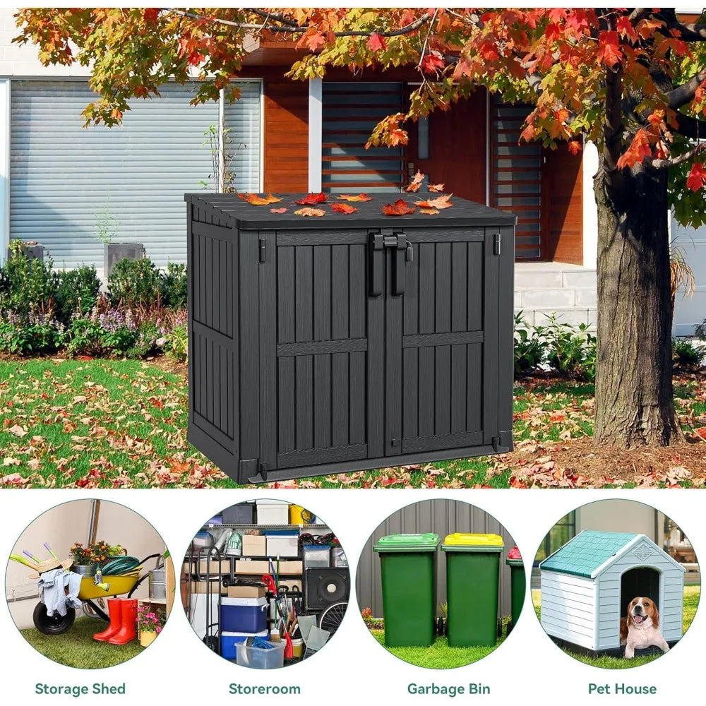 Light Gray Resin Tool Shed 36 Cubic Feet Waterproof Outdoor Horizontal Storage Weather Resistant Utility Shed with Air Vent
