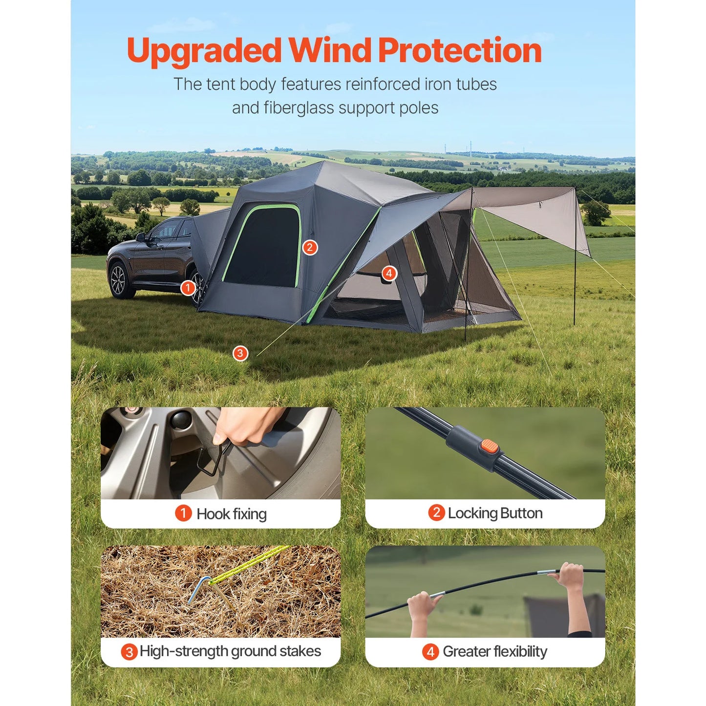 SucceBuy SUV Camp Tent Double Layer Waterproof With Awning