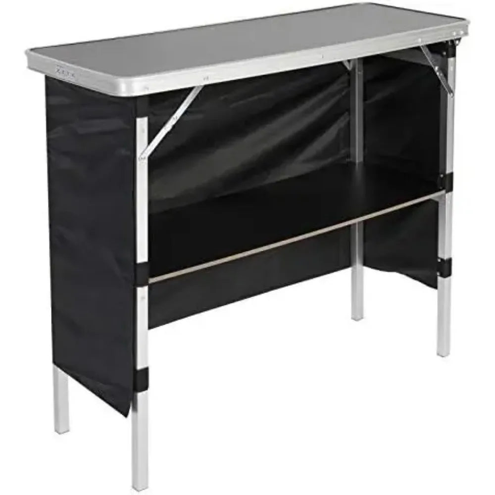 Portable Pop Up Bar Table With Carrying Case and Storage Shelf for Indoor Outdoor Party Tailgate