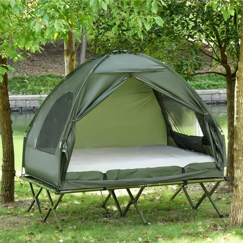 Outsunny 4 In 1 Foldable 2 Person Camping Cot Bed Tent