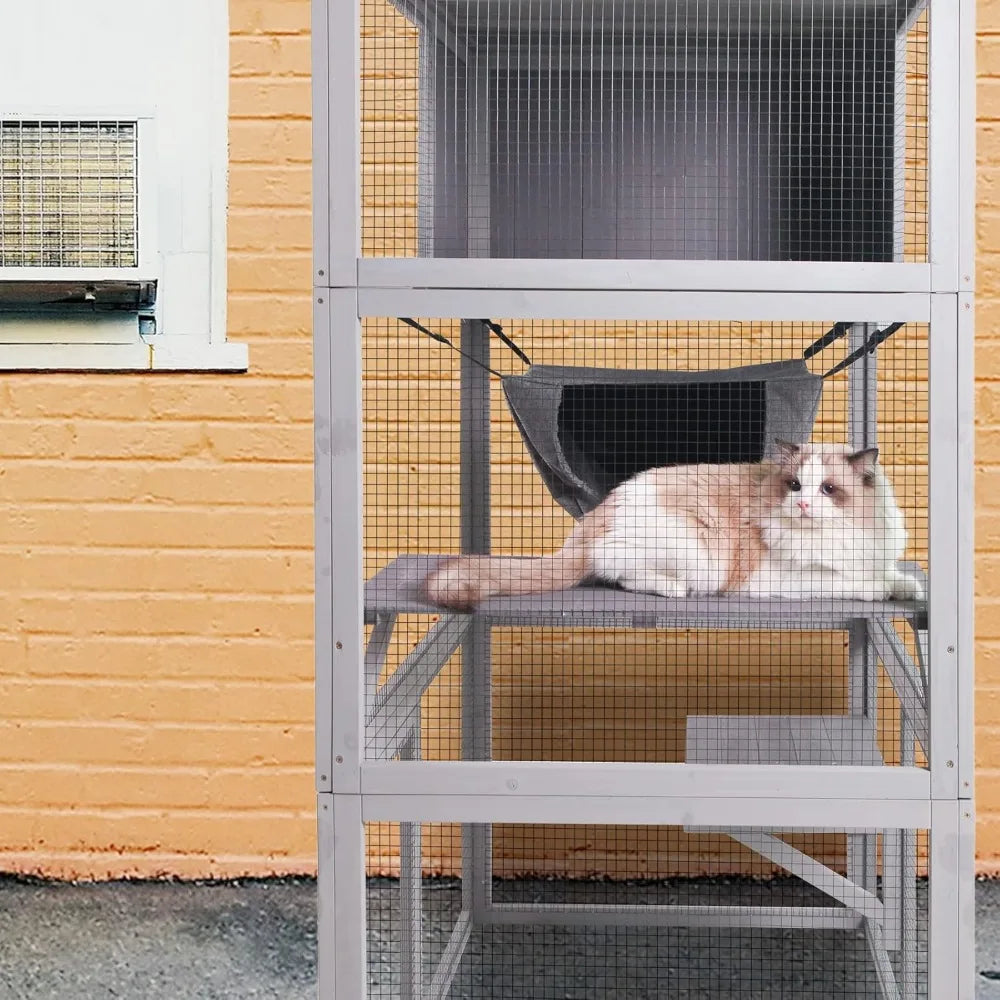 X Zone Pet Catio Wooden Cat House Enclosure Three Floors