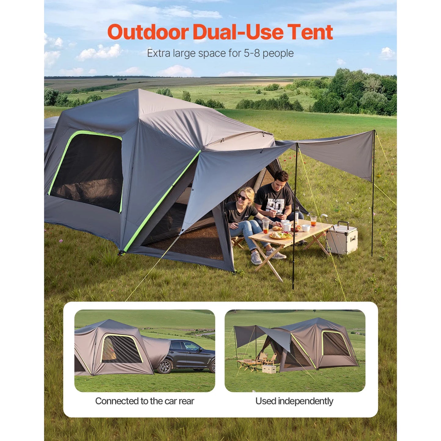 SucceBuy SUV Camp Tent Double Layer Waterproof With Awning