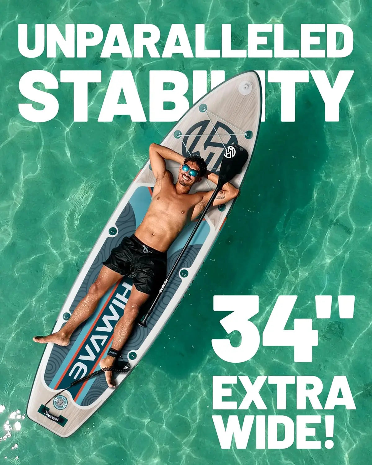 Inflatable Paddle Board 11 Feet x 34 Inches x 6 Inches Extra Wide SUP Board 350 Pound Capacity for Adults Suitable for Sea and Lakes