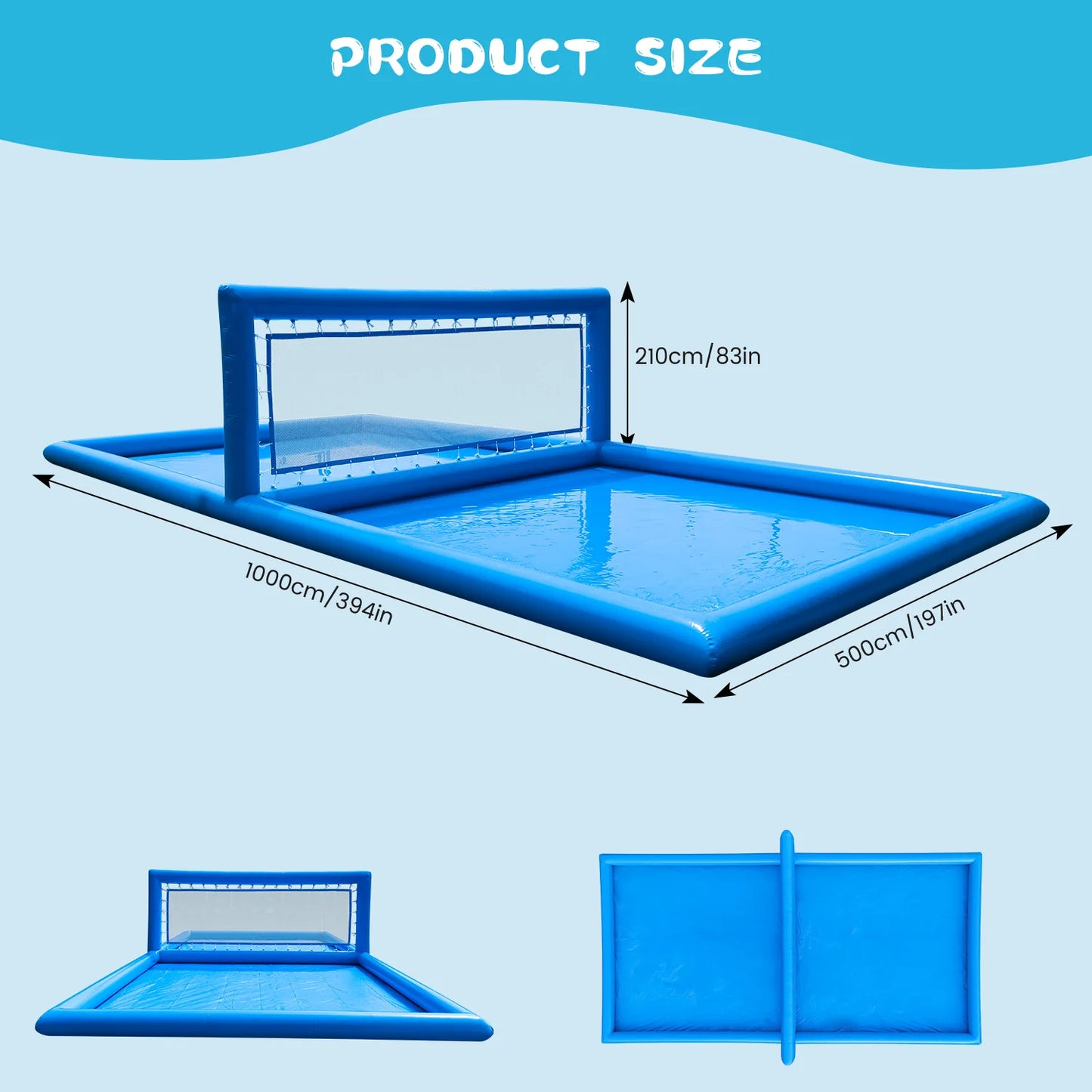 Inflatable Air-Inflated Family Fun Portable Outdoor Volleyball Court for Kids and Adults with 800W Air Blower 10x5x2.1m