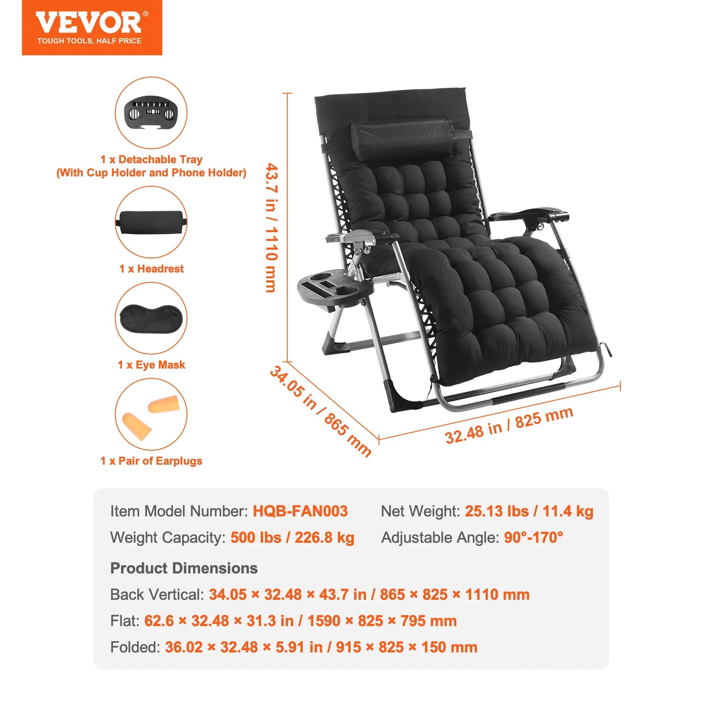 SucceBuy Zero Gravity Chair With Cushion Footrest Cupholder