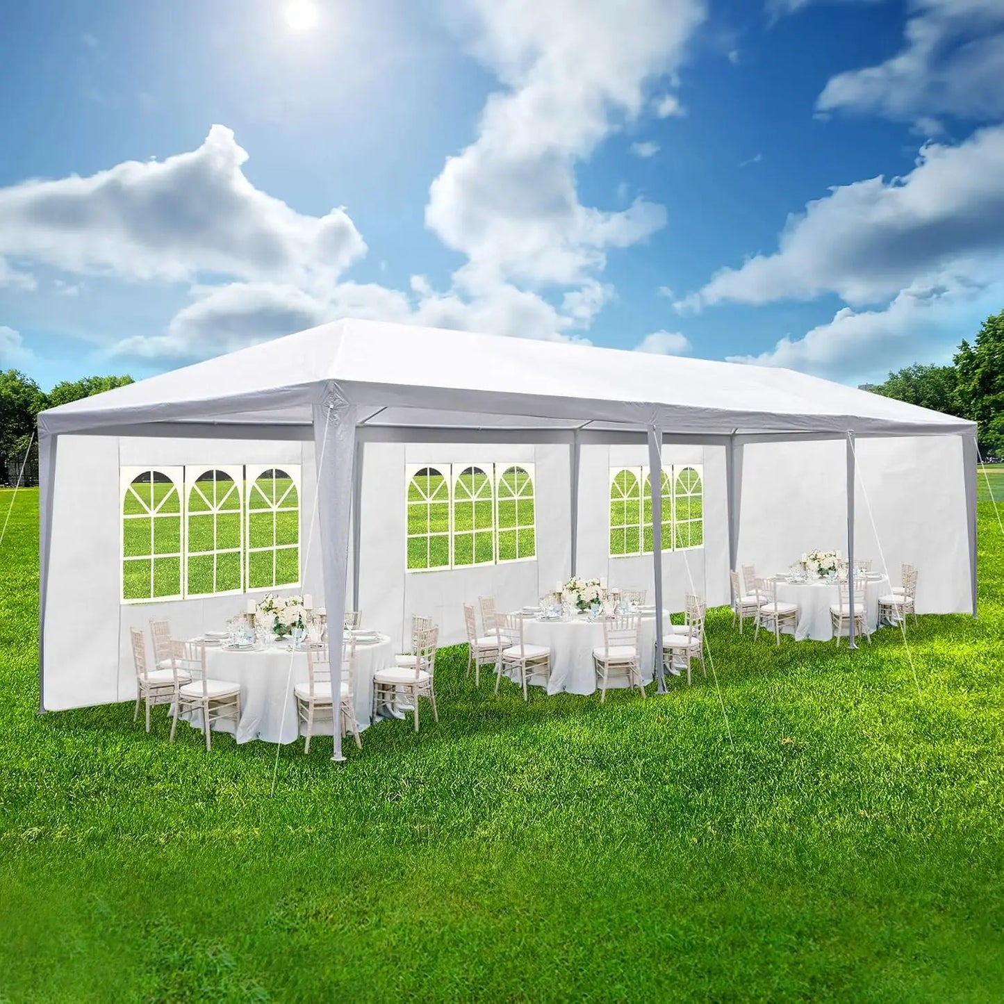10 X 30 Outdoor Waterproof Gazebo Canopy Tent White