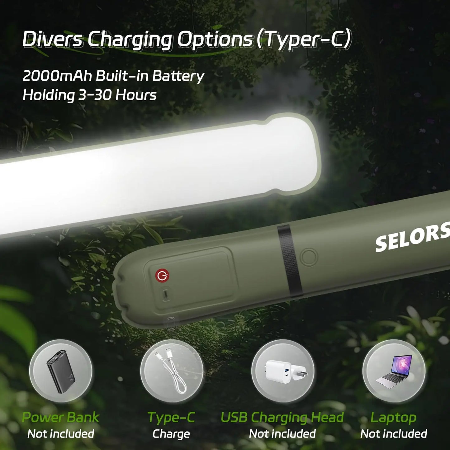 Selorss Rechargeable Waterproof Camping Light 2000mAh