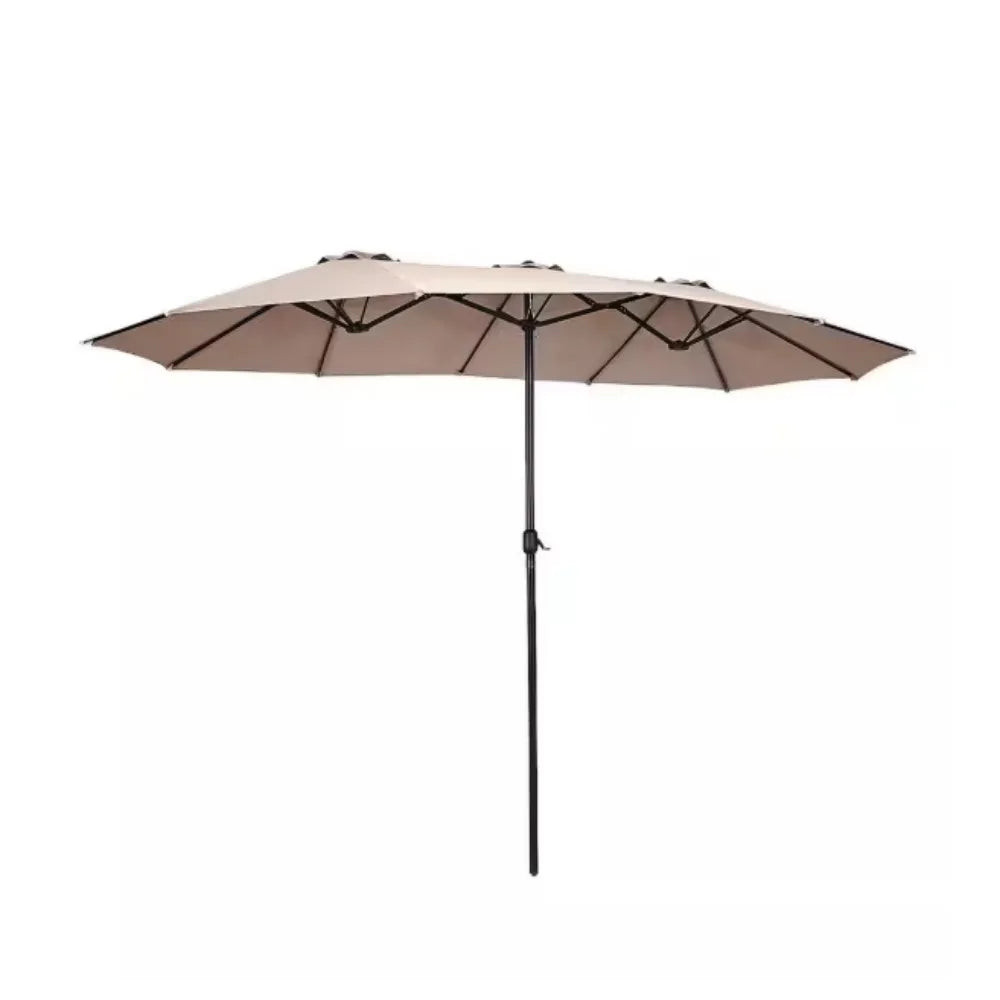 15 Ft Steel Double Twin Market Patio Umbrella With Crank
