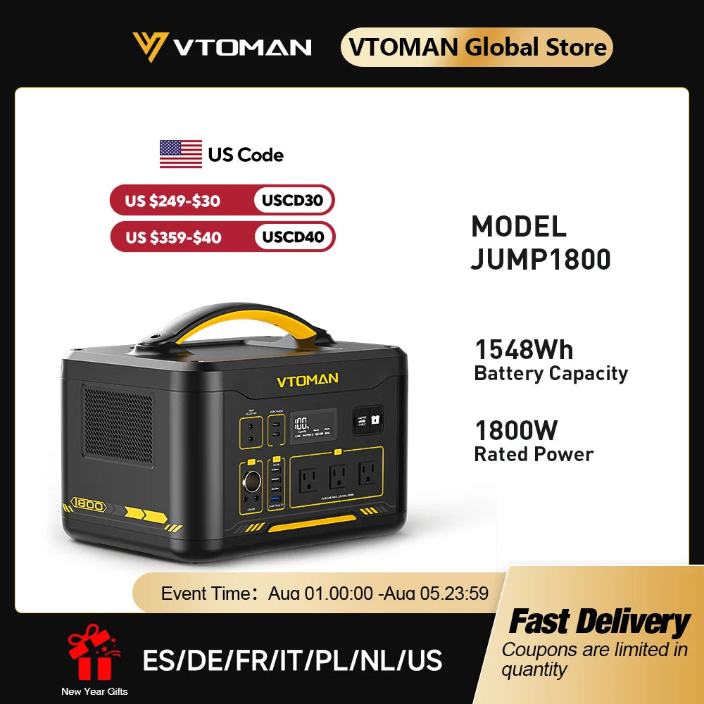 VTOMAN JUMP 2200 Portable Power Station 1548Wh LiFePO4