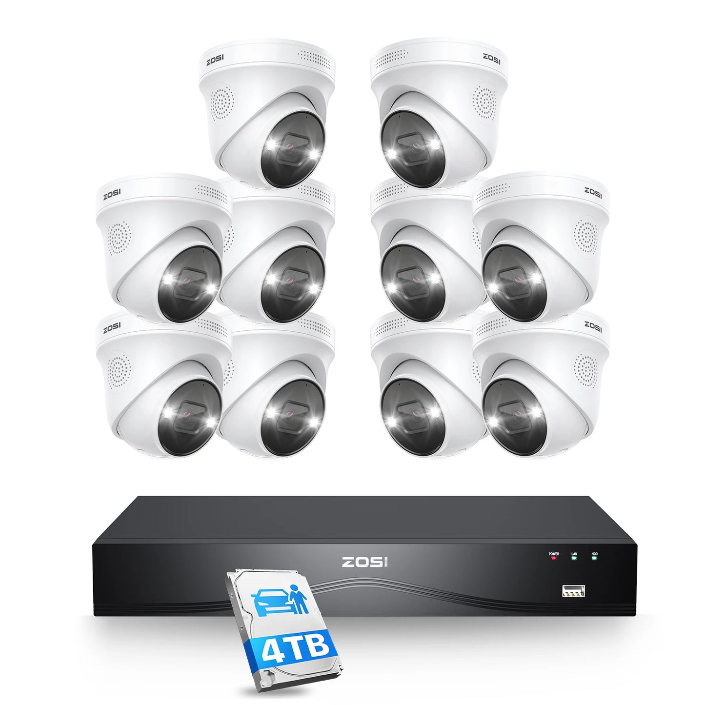 ZOSI 4K 8MP PoE 32CH NVR Camera System With AI 4TB Plus