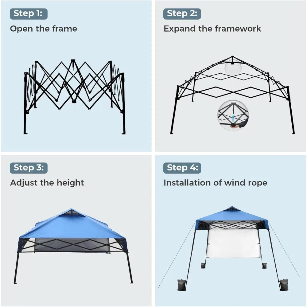 8x8 Ft Pop Up Canopy Tent Vented Top Easy One Person