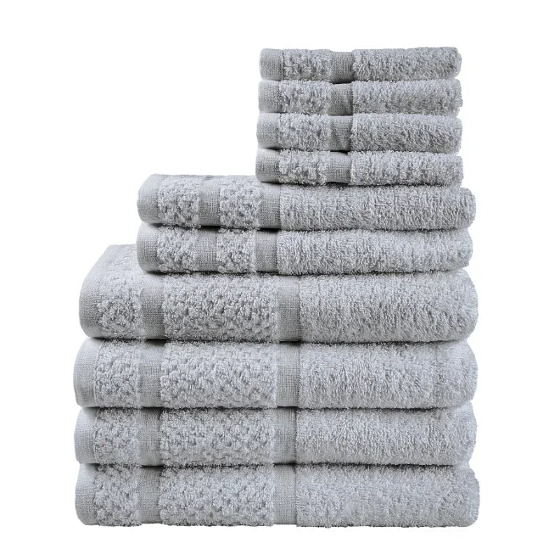 10 Piece Towel Set With Upgraded Softness And Durable Grey