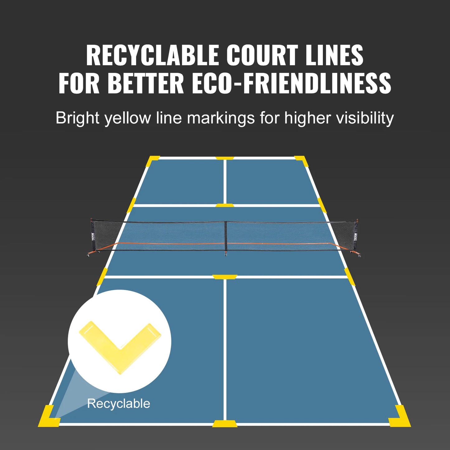 SucceBuy 22Ft Portable Pickleball Net System Full Court