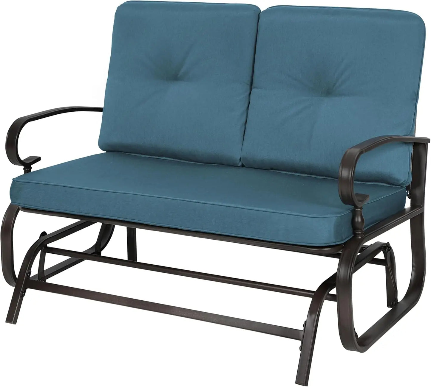 Outdoor Patio Glider Chair Rocking Bench for Two Person Wrought Iron Loveseat Seating