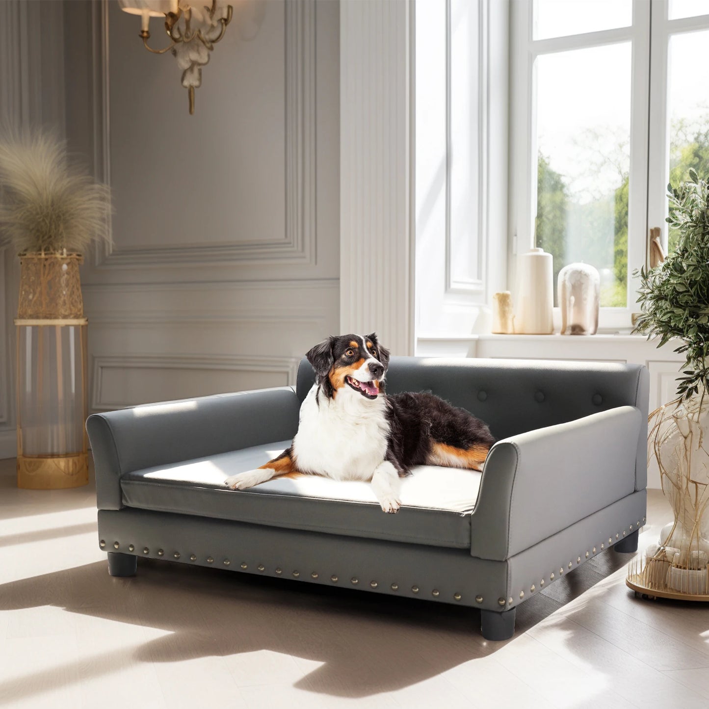 Elevated Extra Large Dog Bed Sofa Microfiber Leather Cover