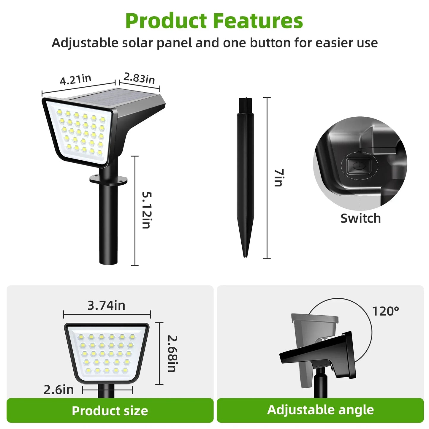 4 Pack Waterproof Solar Street Lights For Yard Garden