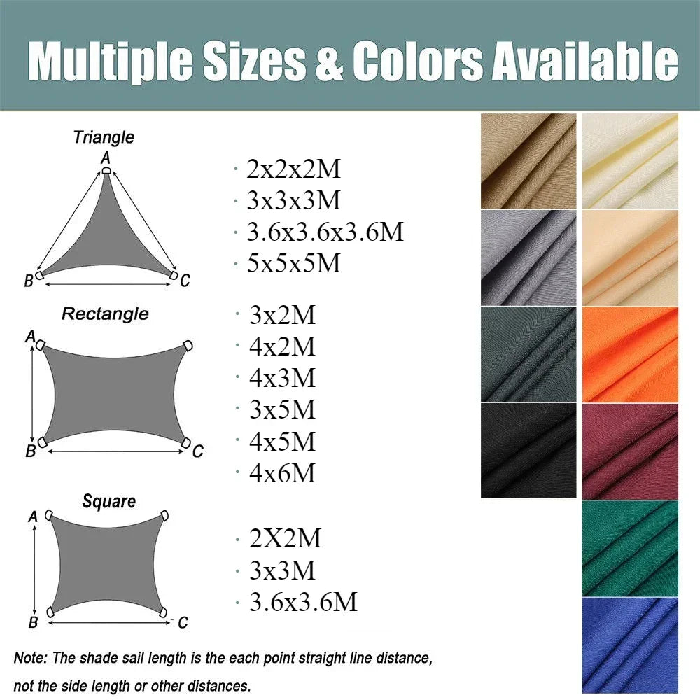 Waterproof Uv Sun Shade Sail Awning For Patio Garden