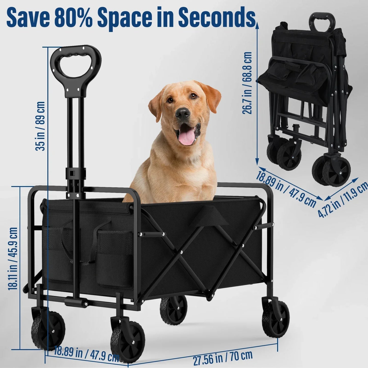 Foldable Wheel Camping Handcart Portable One Hand Cargo