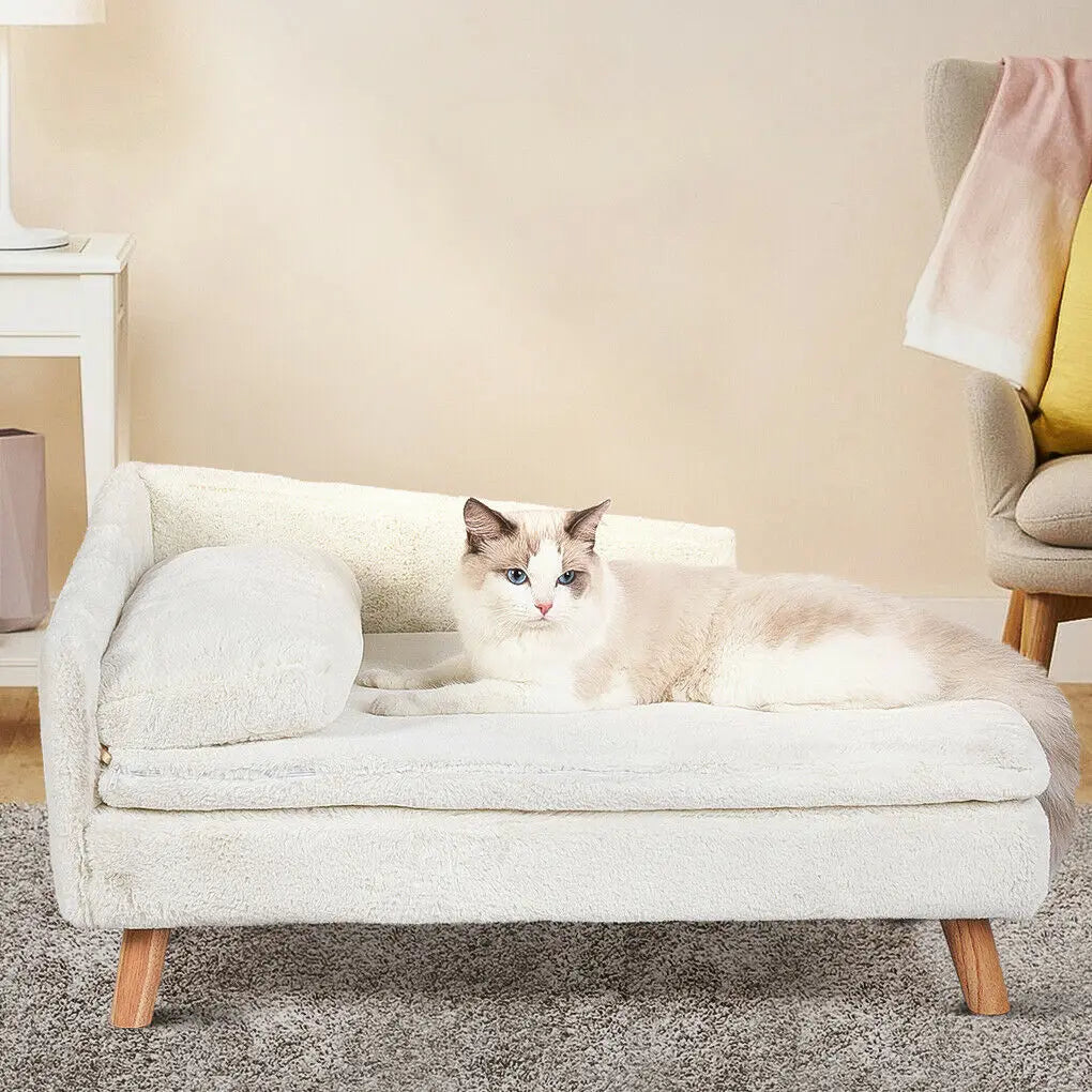 Elevated Pet Bed With Solid Wood Legs Dog Cat L Shape Sofa