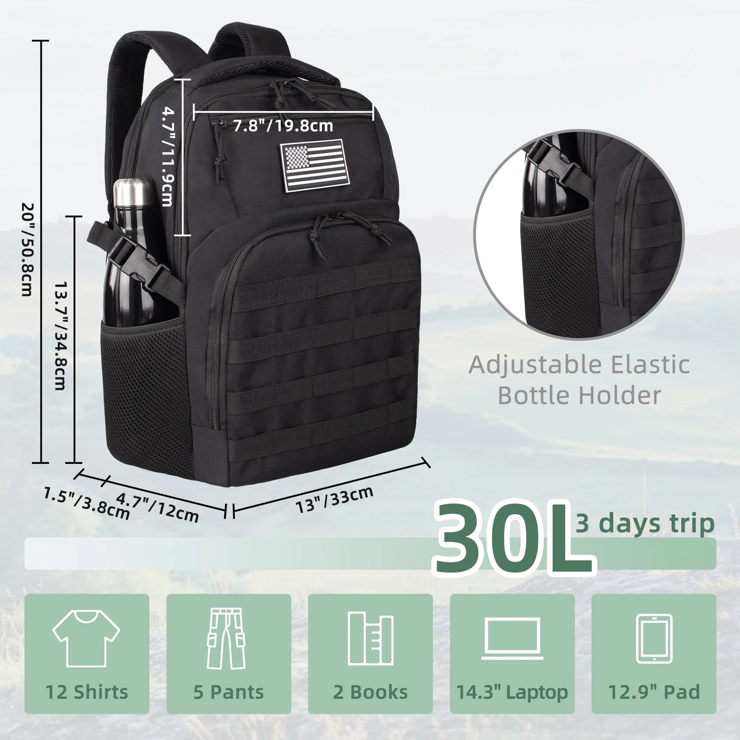 Tactical 45L 25L Waterproof Travel Backpack For Men Outdoor