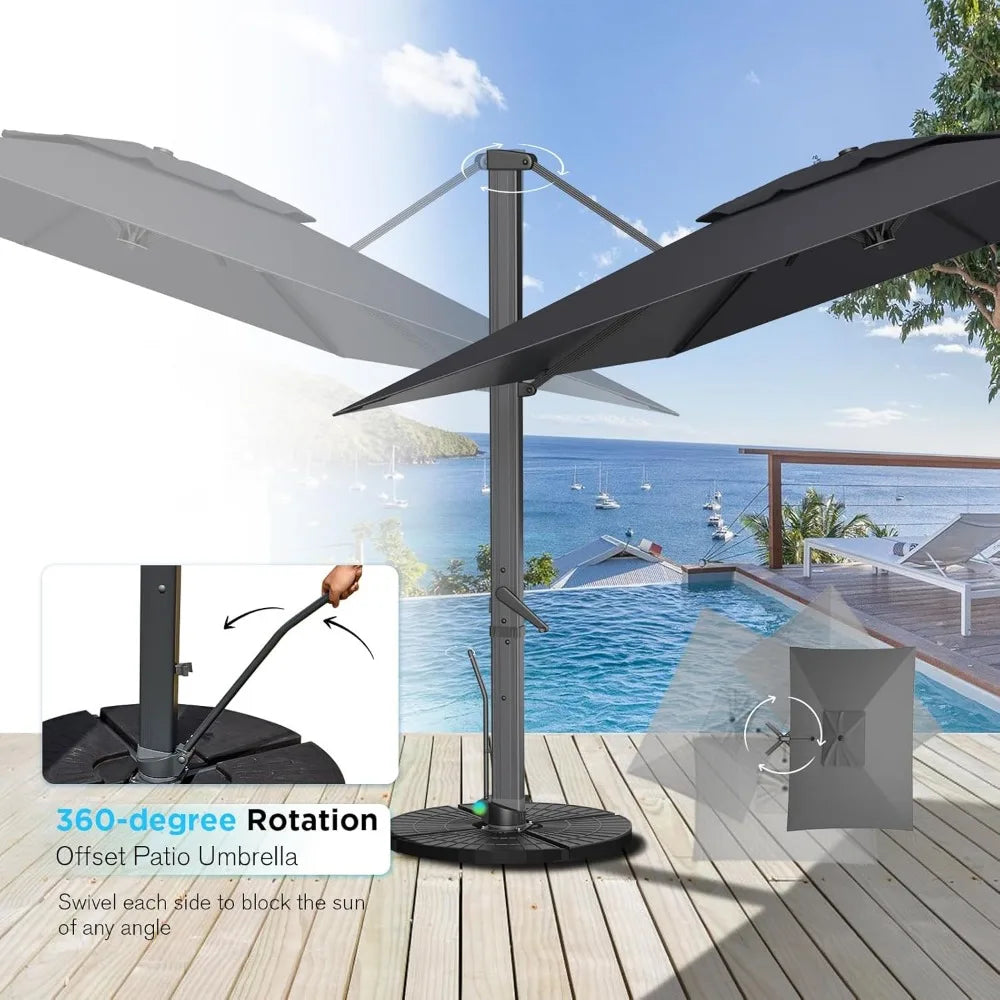 Extra Large 10x13 Ft Rectangular Cantilever Patio Umbrella