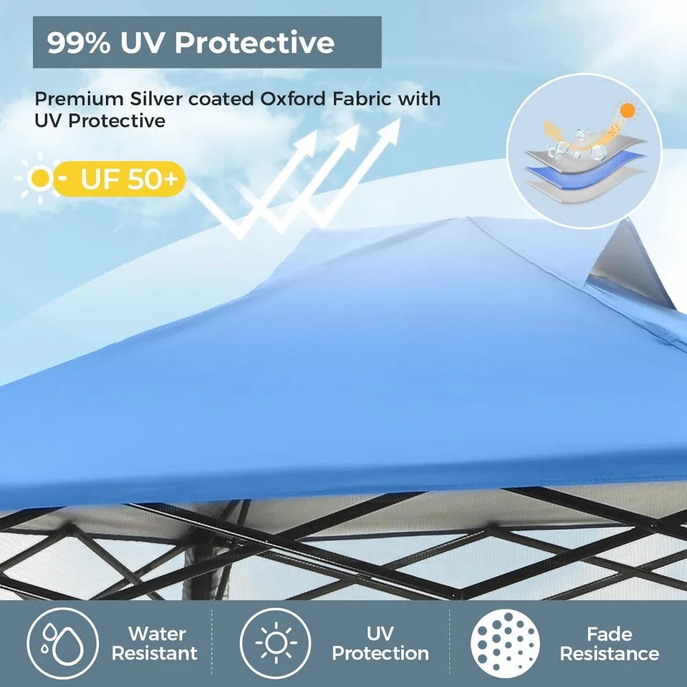 8x8 Ft Pop Up Canopy Tent Vented Top Easy One Person