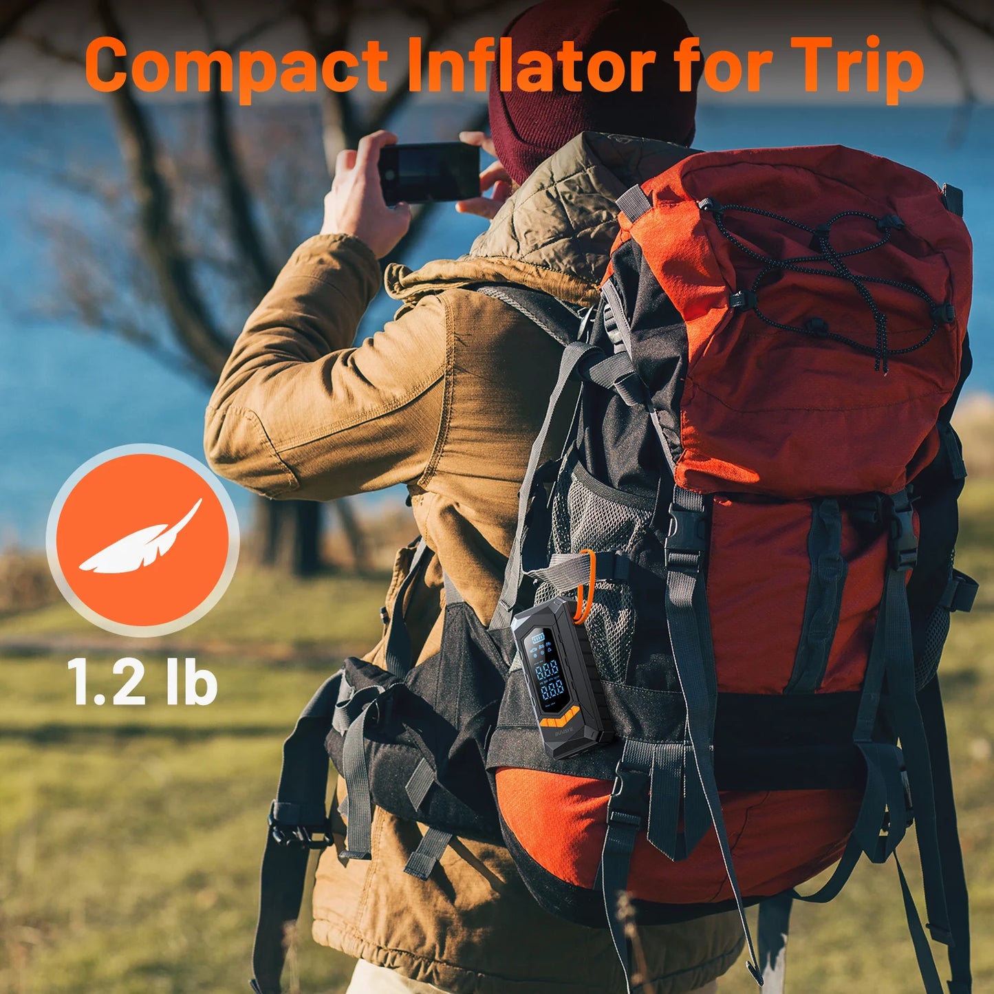 BUVAYE Portable Tire Inflator Wired Wireless Car Pump