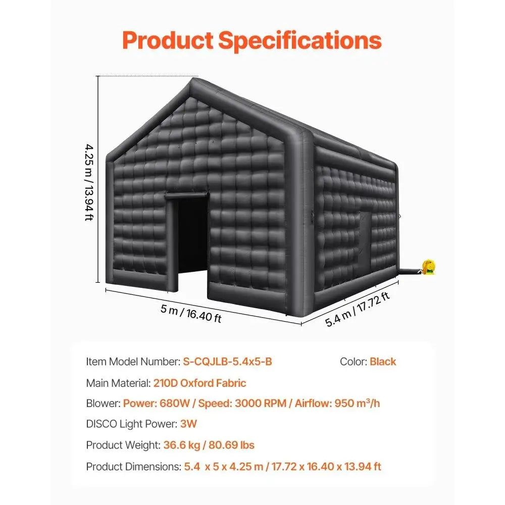 Inflatable Party Tent 17.7ft x 16.4ft x 13.9ft With Lights