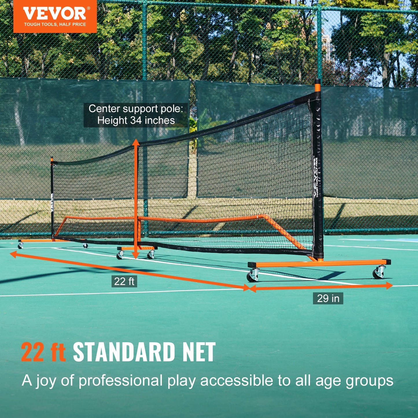 SucceBuy 22Ft Portable Pickleball Net System Full Court