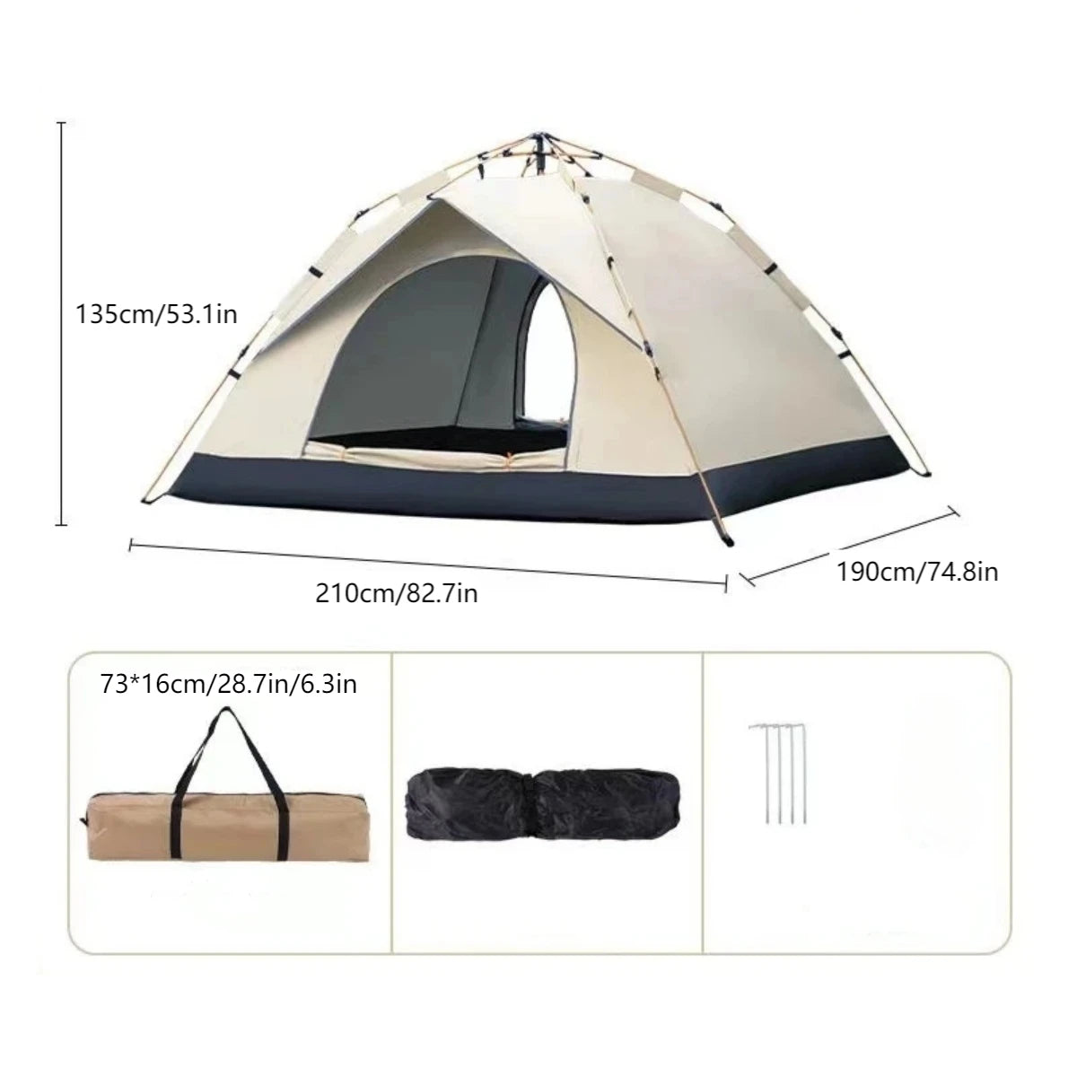 Automatic Quick Open 3 To 4 Person Waterproof Camping Tent