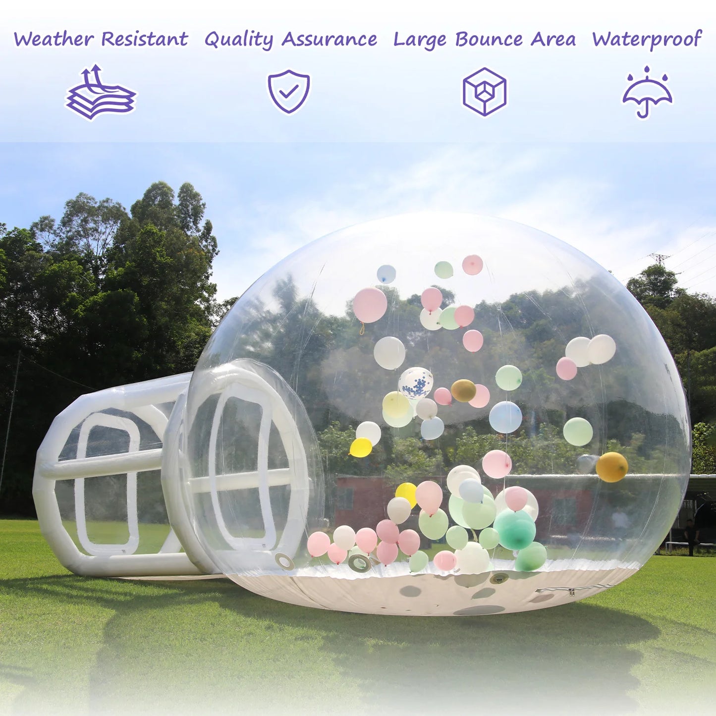 Inflatable 3M 10FT PVC Bubble House Children Toys Outdoor Commercial Castle With 1100W Air Blower And 100 Balloons