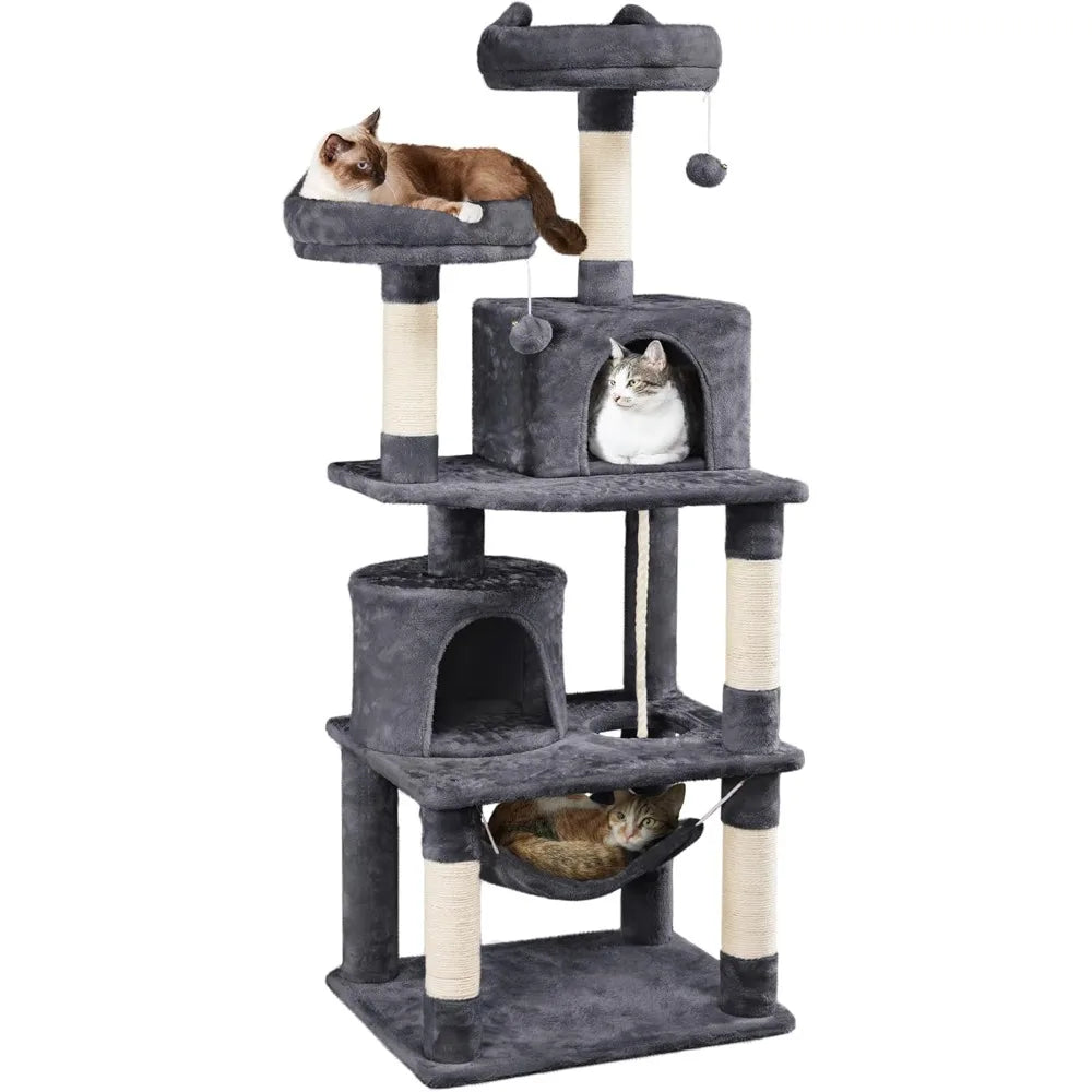 Yaheetech 62.5in Cat Tree Condo With Platform And Hammock