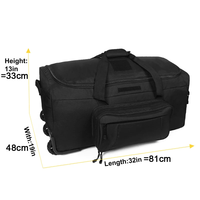 124L Large Capacity Waterproof Nylon Outdoor Camping Travel Bag Trolley Case Practical Handbag Storage Military Bag