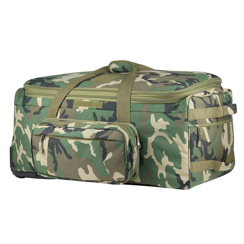 124L Large Capacity Waterproof Nylon Outdoor Camping Travel Bag Trolley Case Practical Handbag Storage Military Bag