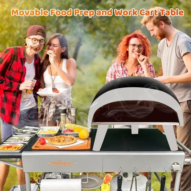 Pizza Oven Table Grill Cart for Koda Karu Fyra 16 and 12 with Movable Pizza Topping Station Prep Workcart Outdoor Grill Table Stand