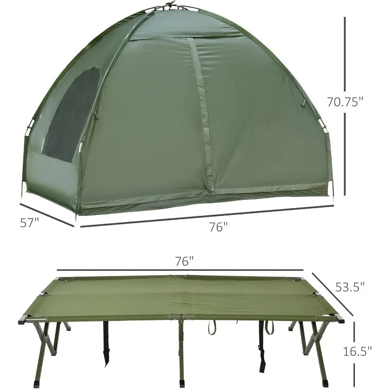 Outsunny 4 In 1 Foldable 2 Person Camping Cot Bed Tent