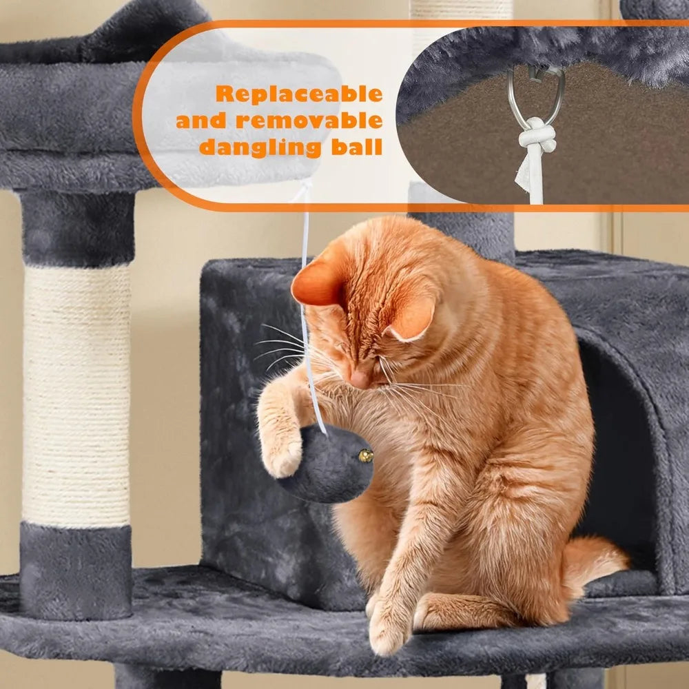 Yaheetech 62.5in Cat Tree Condo With Platform And Hammock