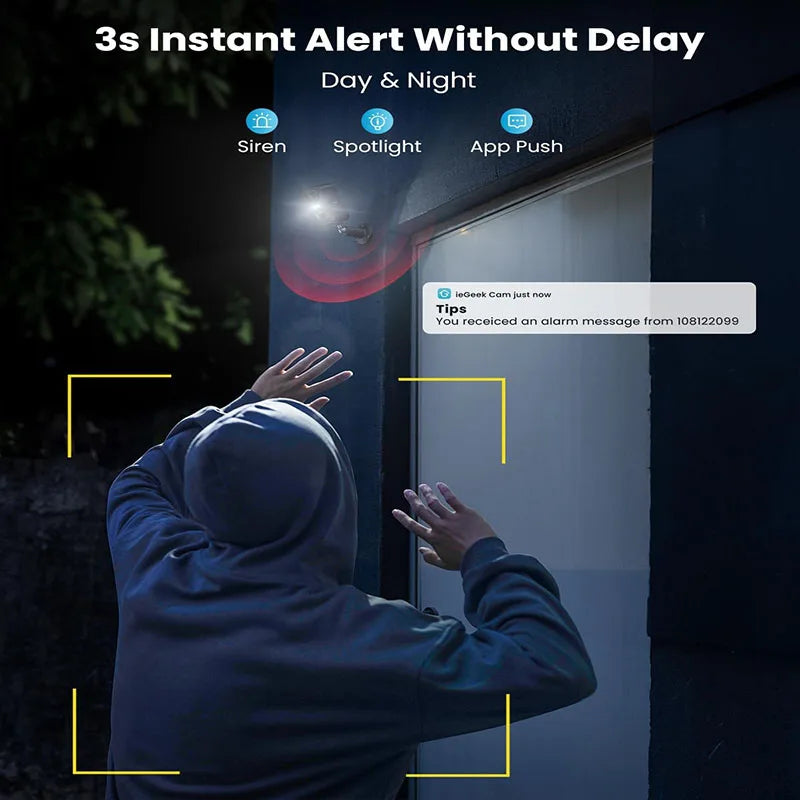 Iegeek 2K 3MP WiFi Solar Outdoor Security Camera Pro