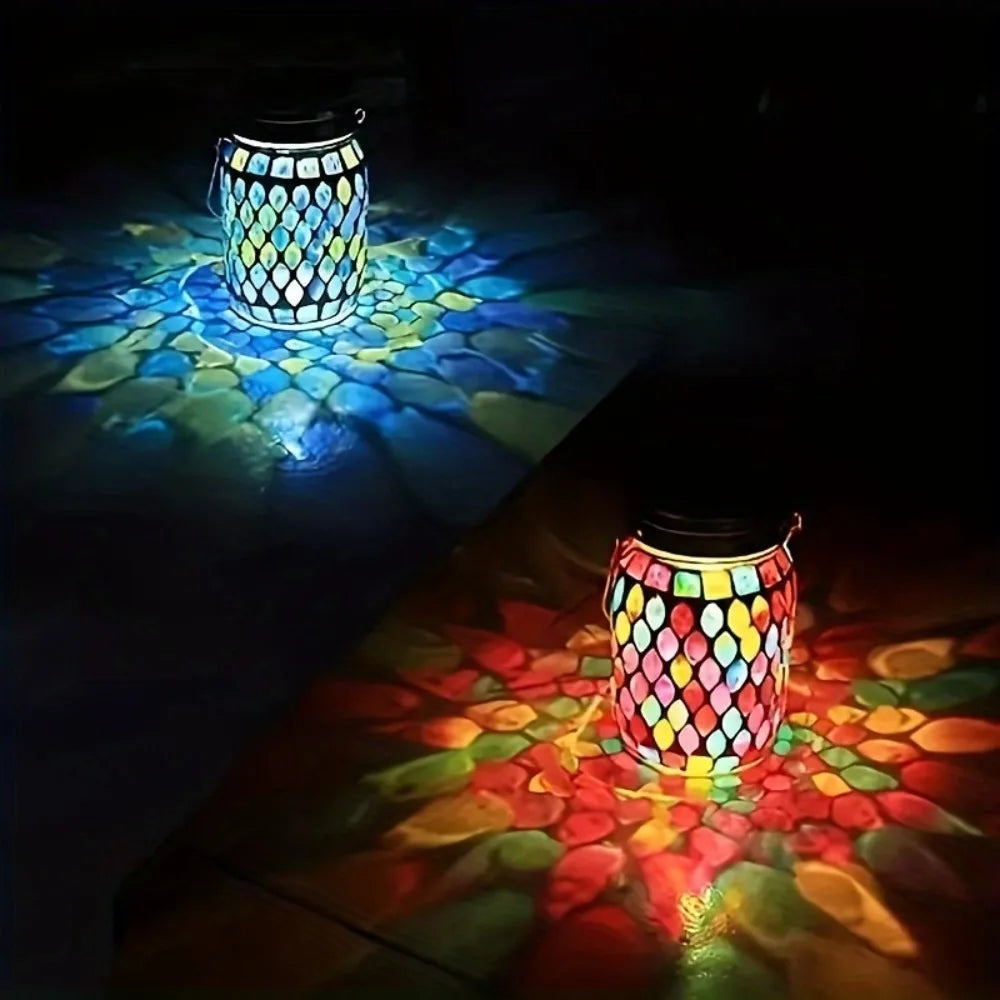 Solar Mosaic Outdoor Lantern Rechargeable Garden Light