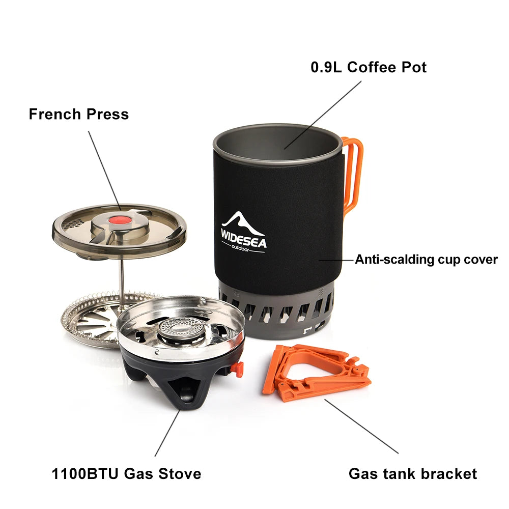 Widesea Camping Stove With Heat Exchanger Coffee Pot