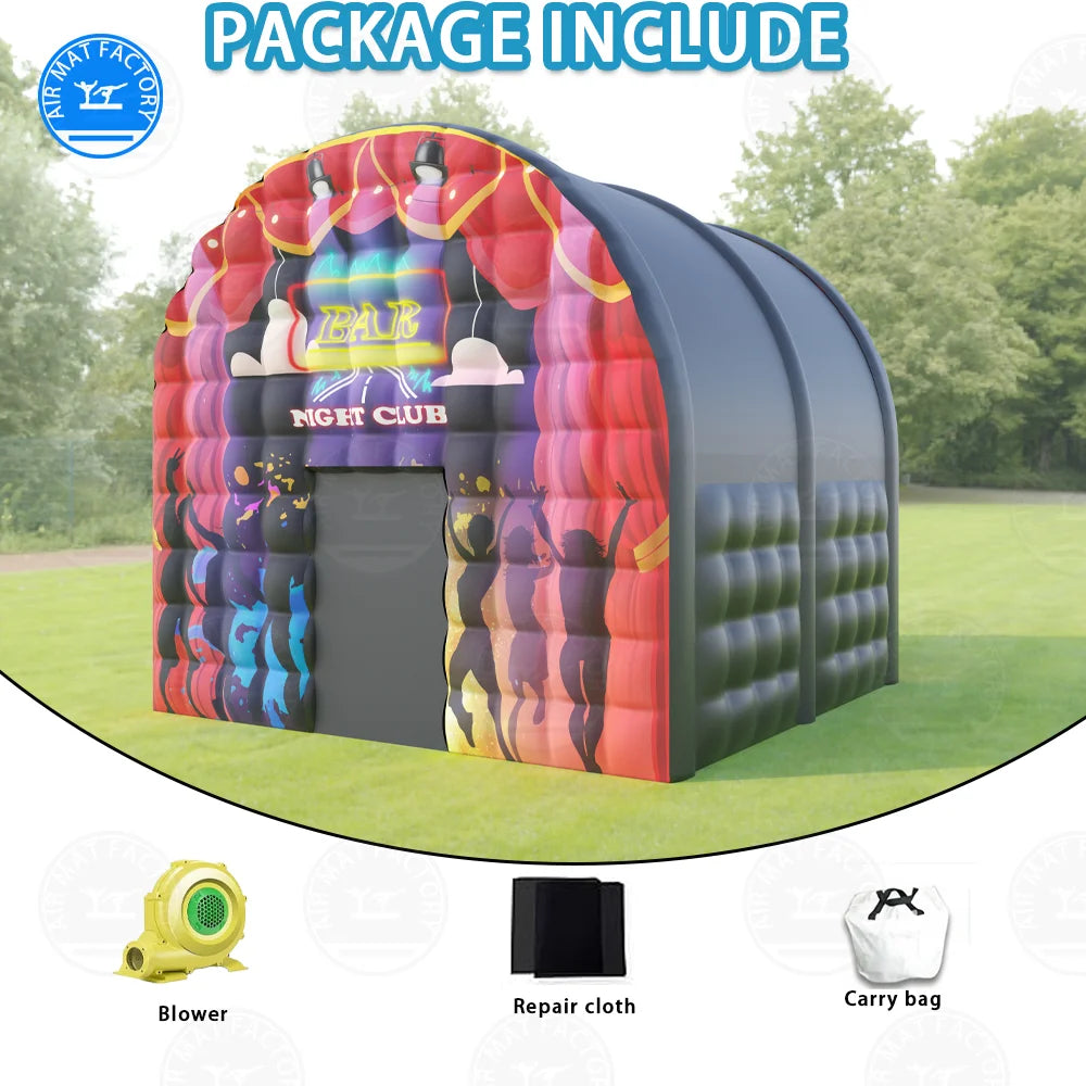 Large Black Inflatable Air Tent Square Pavilion For Camping