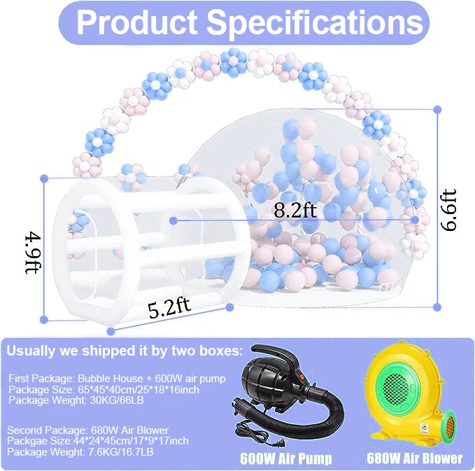 Inflatable Balloon Bubble House Tent Commercial Grade PVC Clear Bubble House with Air Pump and Blower 10 Feet for Children's Party