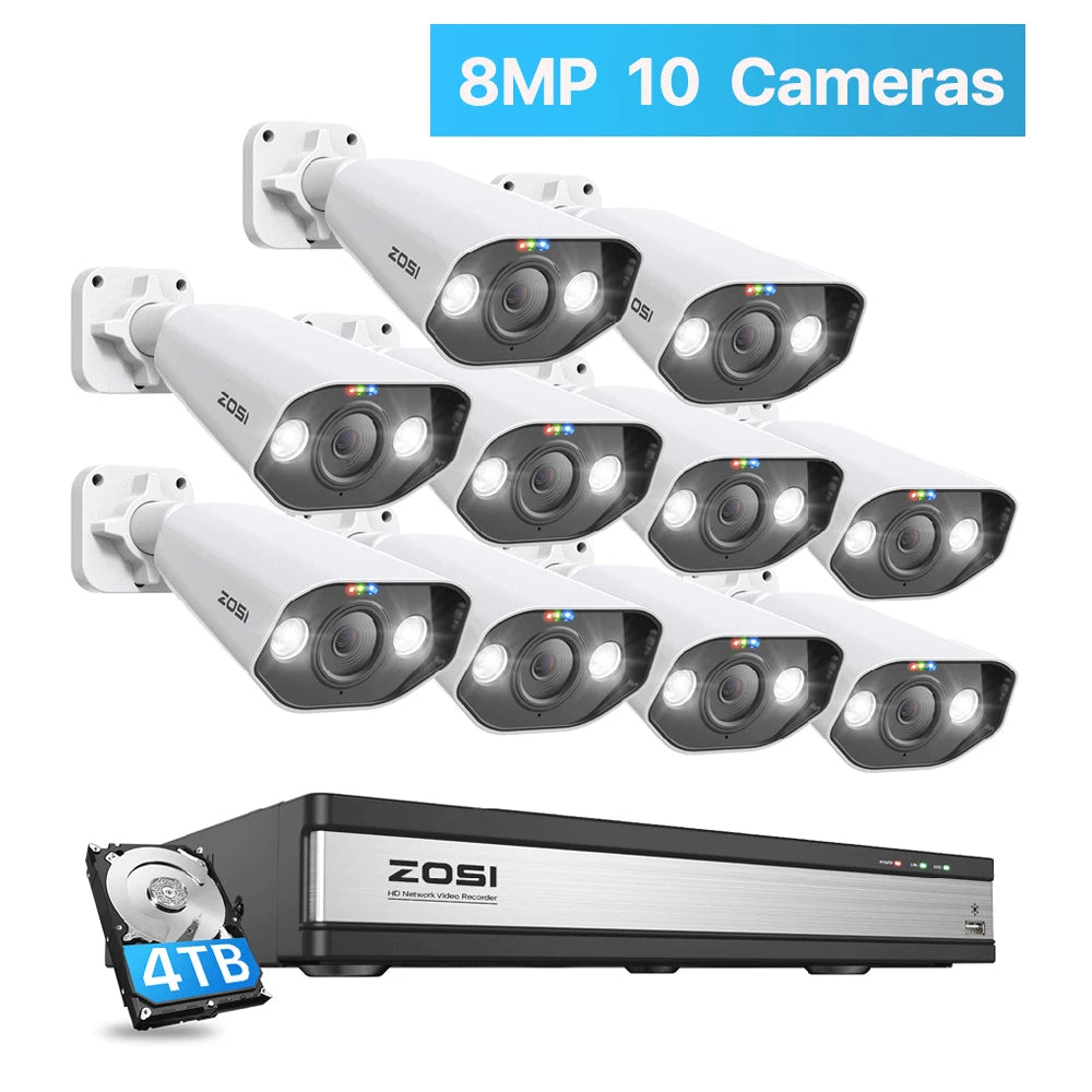 ZOSI 16CH 4K PoE 8MP NVR Security Camera System Outdoor