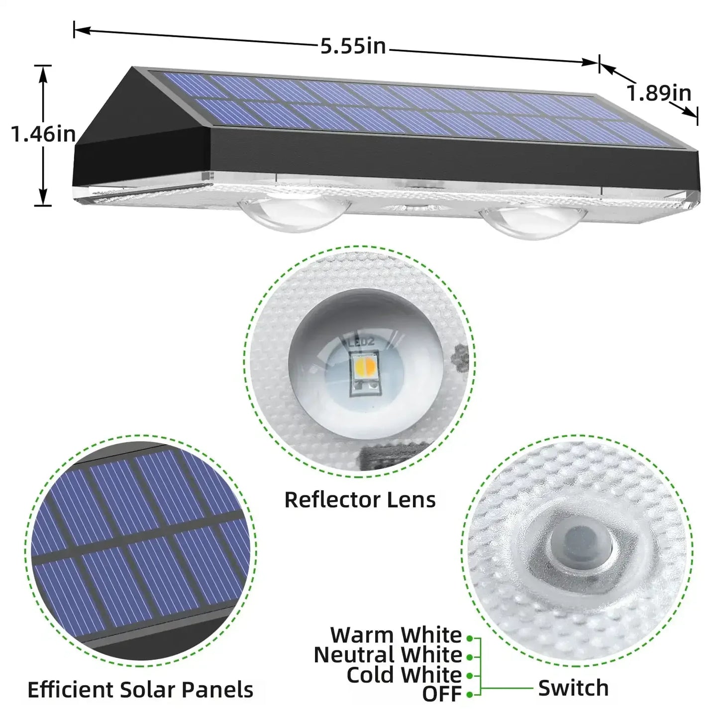 Solar Fence Lights Outdoor IP65 Waterproof 6 Pack Led
