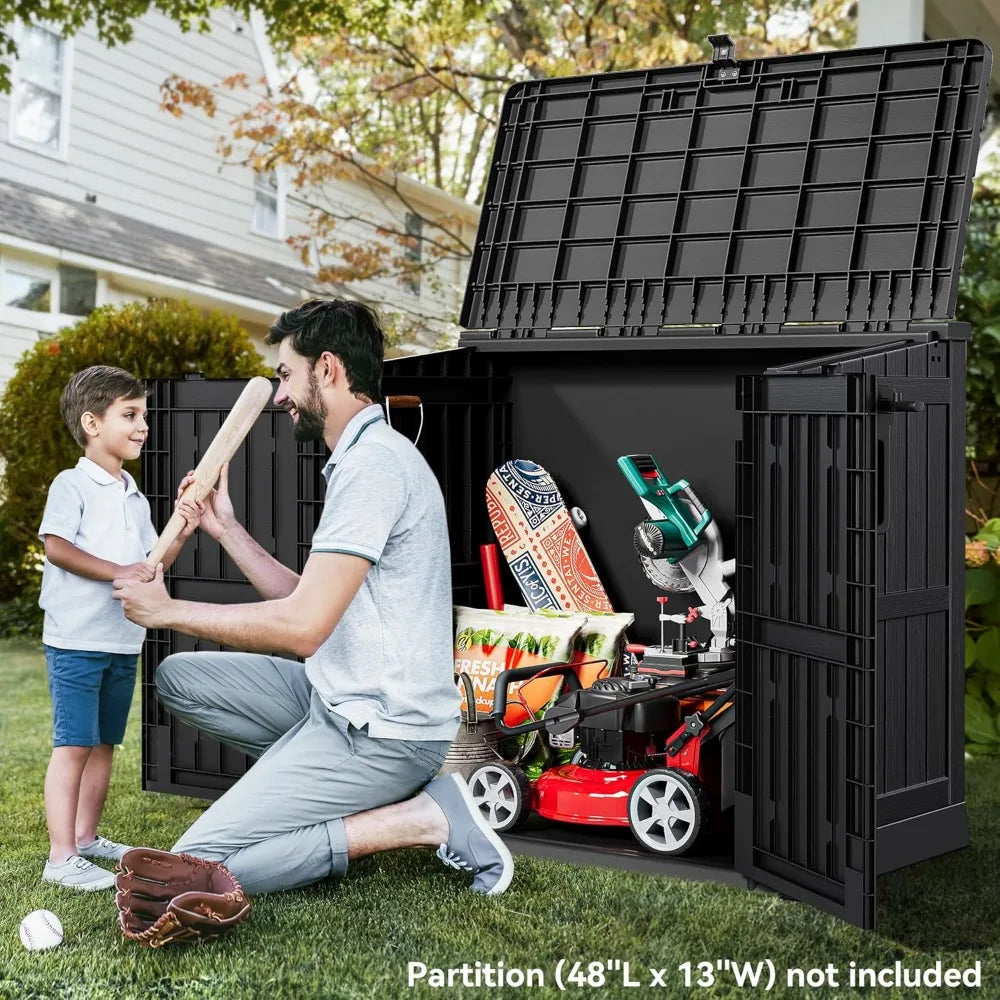 Light Gray Resin Tool Shed 36 Cubic Feet Waterproof Outdoor Horizontal Storage Weather Resistant Utility Shed with Air Vent