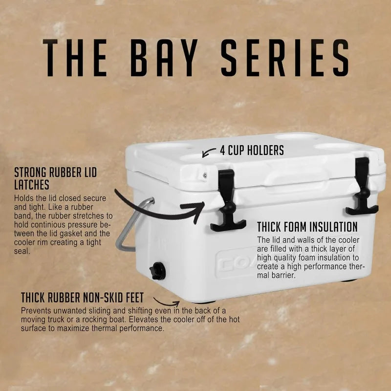 Coastland Bay Series 15 Quart Premium Insulated Rotomolded Cooler Small Ice Chest for Soccer Games Tailgates and Fishing Trips